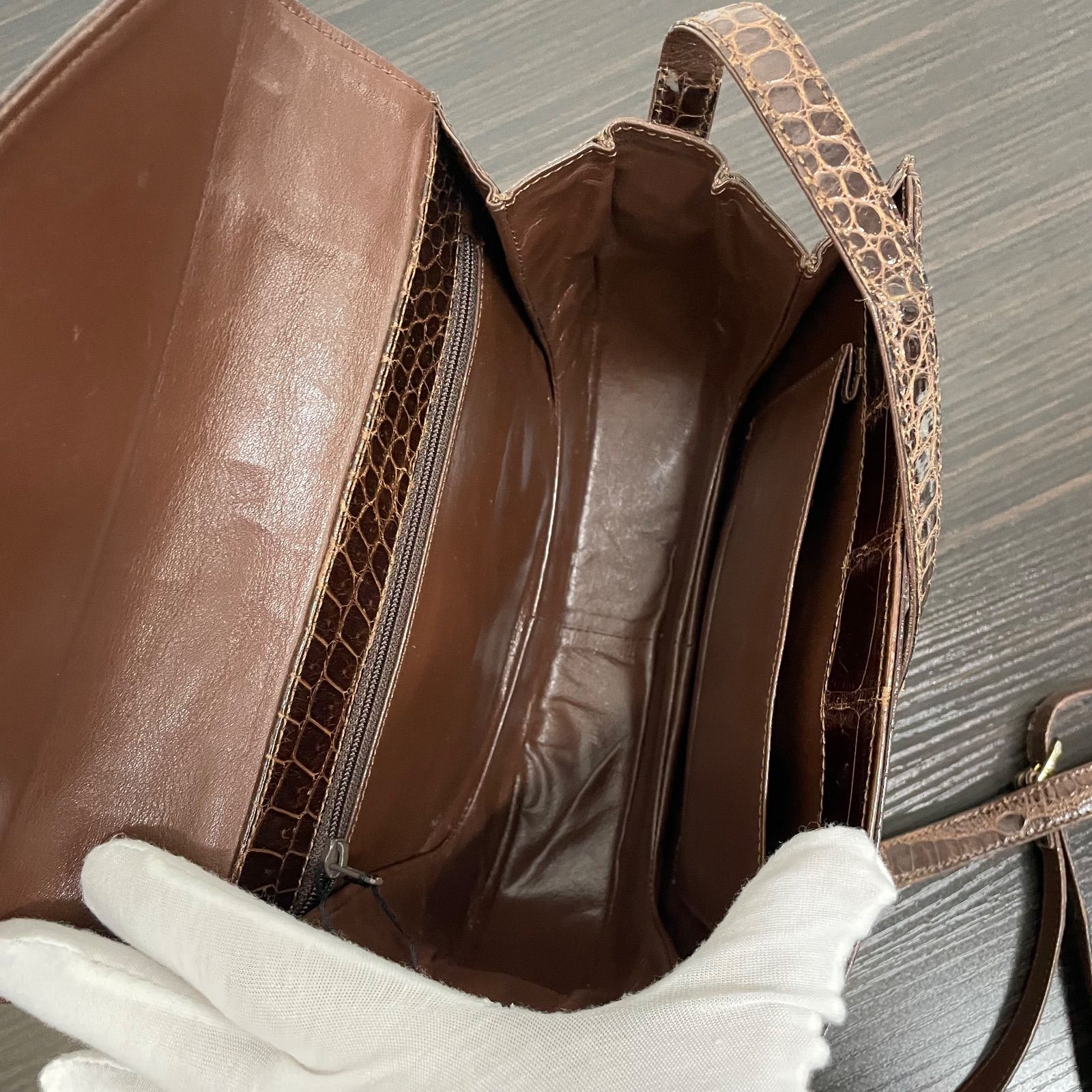 ☆【美品】TOWANNY トワニー クロコダイル ワニ柄 ショルダーバッグ 