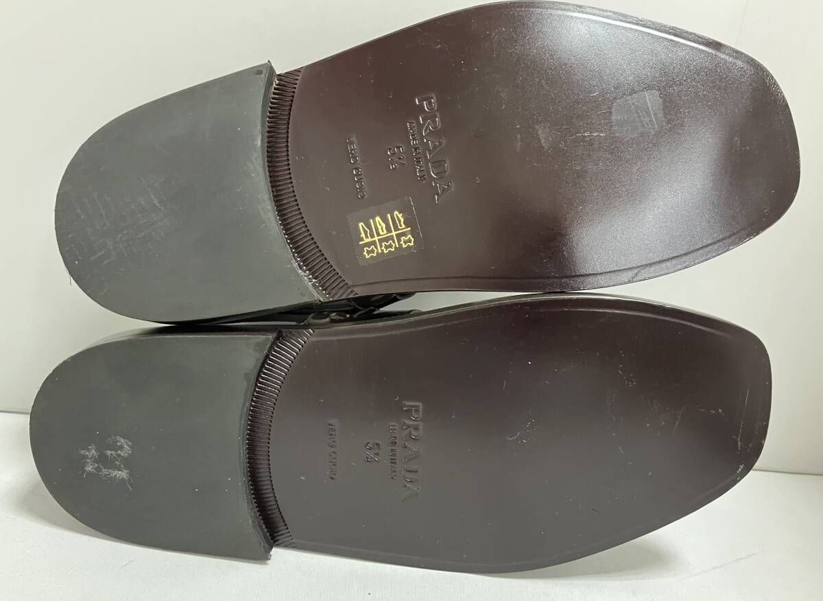  PRADA プラダ エナメルサンダル ブラウン サイズ5 1 2 約26 cm 靴 その他 靴