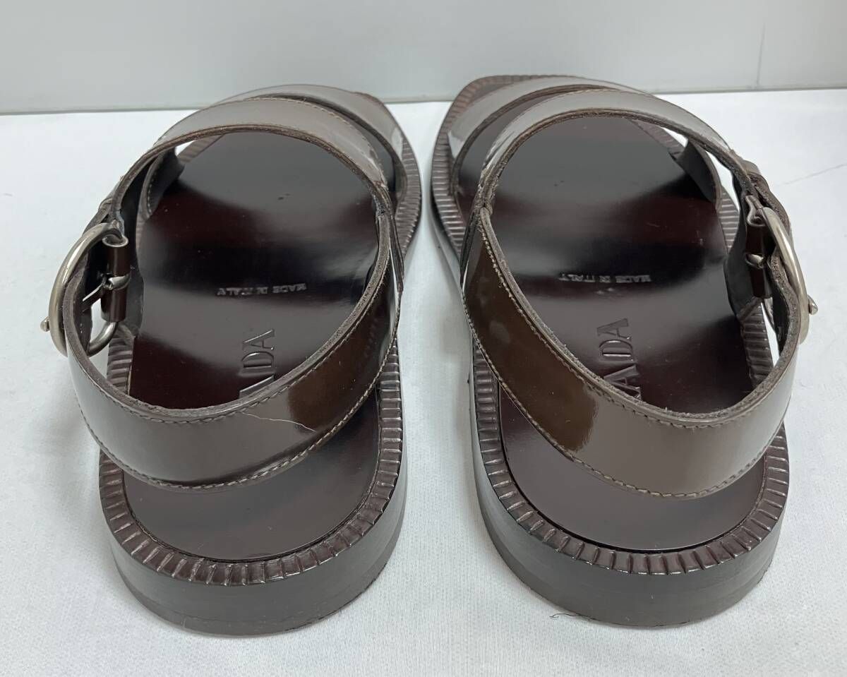PRADA プラダ／ エナメルサンダル／ ブラウン／ サイズ5 1/2（約26cm