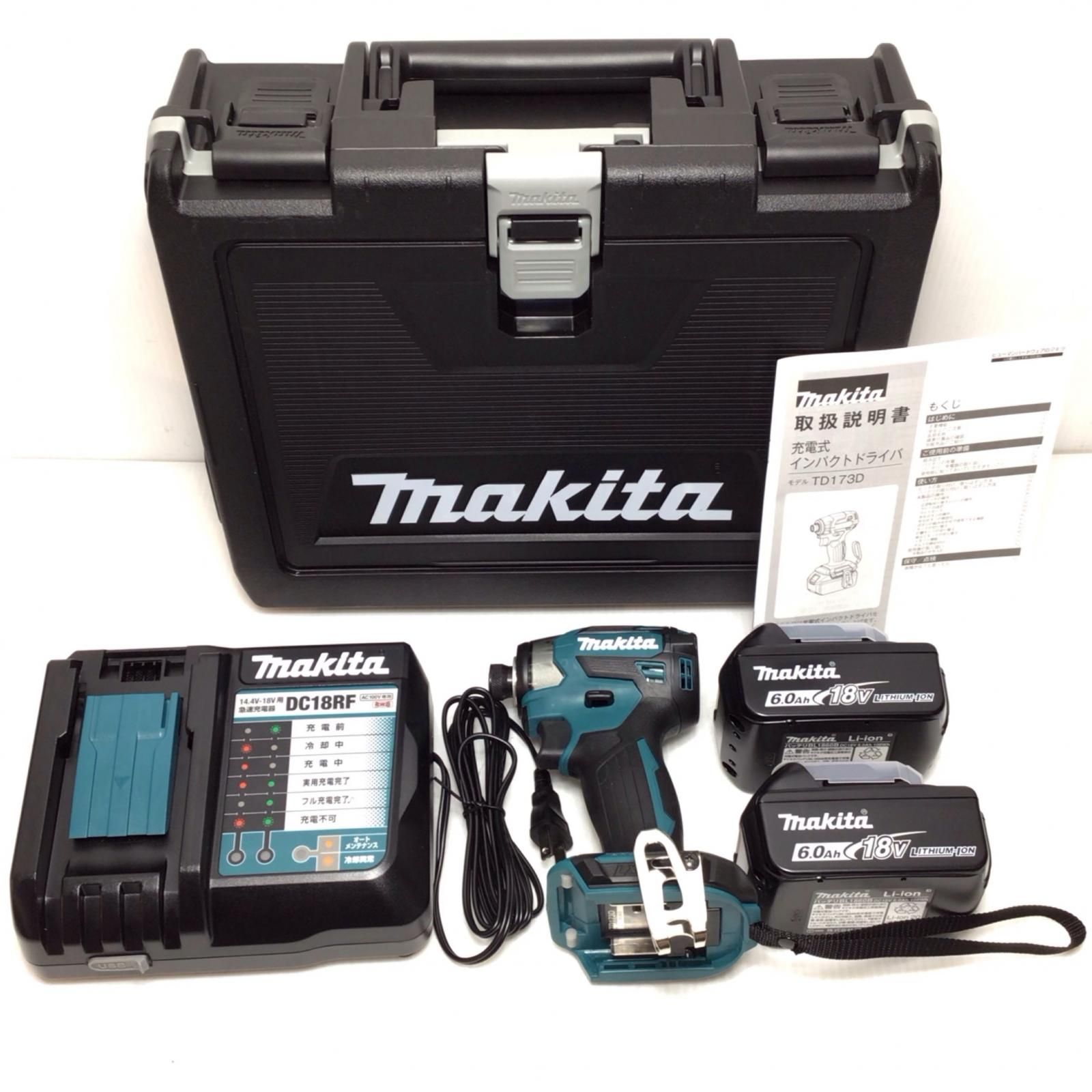 ΘΘMAKITA マキタ インパクトドライバ S 充電器 充電池 ケース付 コードレス式 18 v 6.0 Ah 785817 ブルー