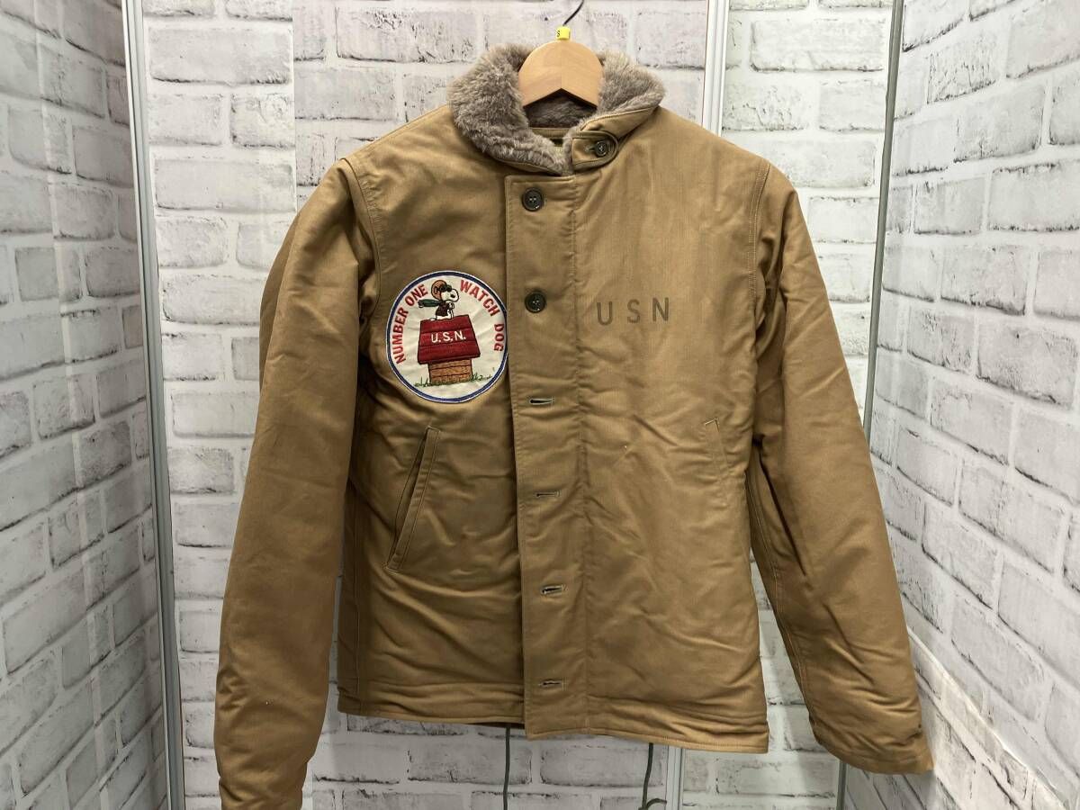 BUZZ RICKSON’S スヌーピー N 1 デッキジャケット NAVY NXss 22036 ベージュ XSサイズ