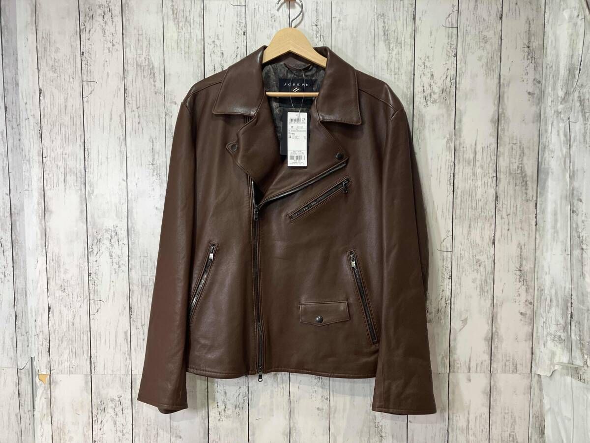 JOSEPH ABBOUD ジョセフ アブード ダブルライダース ブラウン lwjkca 0152 ラムレザー ブルゾン レザー ジャケット 2 Lサイズ