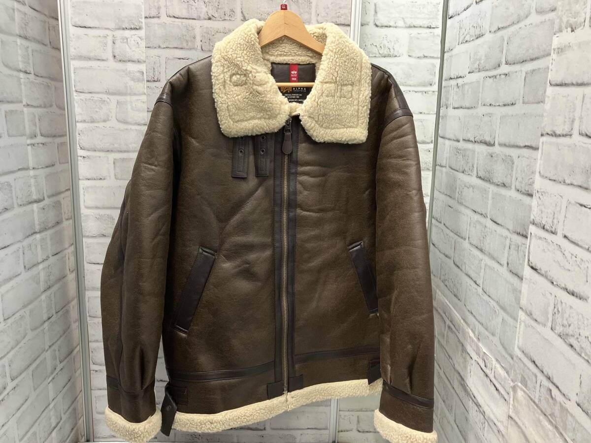ALPHA B 3 TA 1548 268 フェイクムートン フライトジャケット サイズXL ブラウン