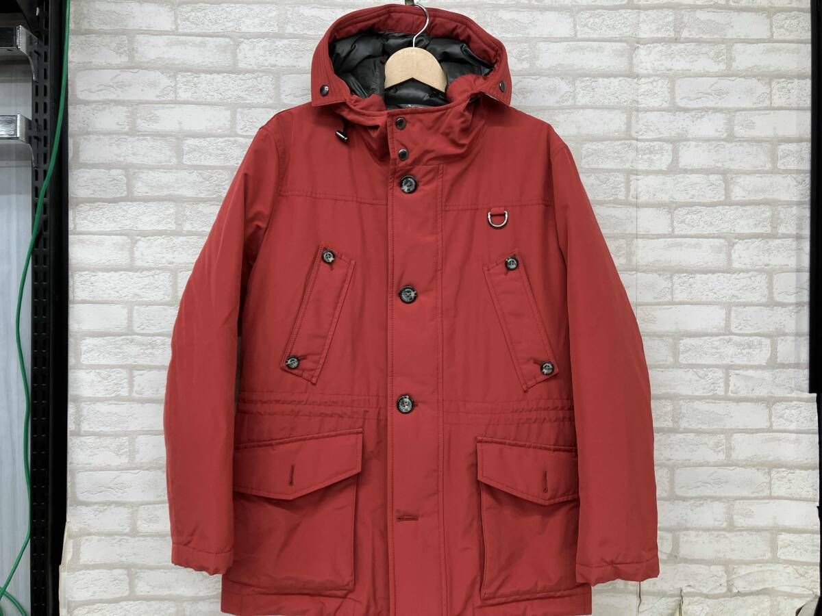 Aquascutum アクアスキュータム ダウンジャケット フーディ レッド メンズ L 付属品なし インポート