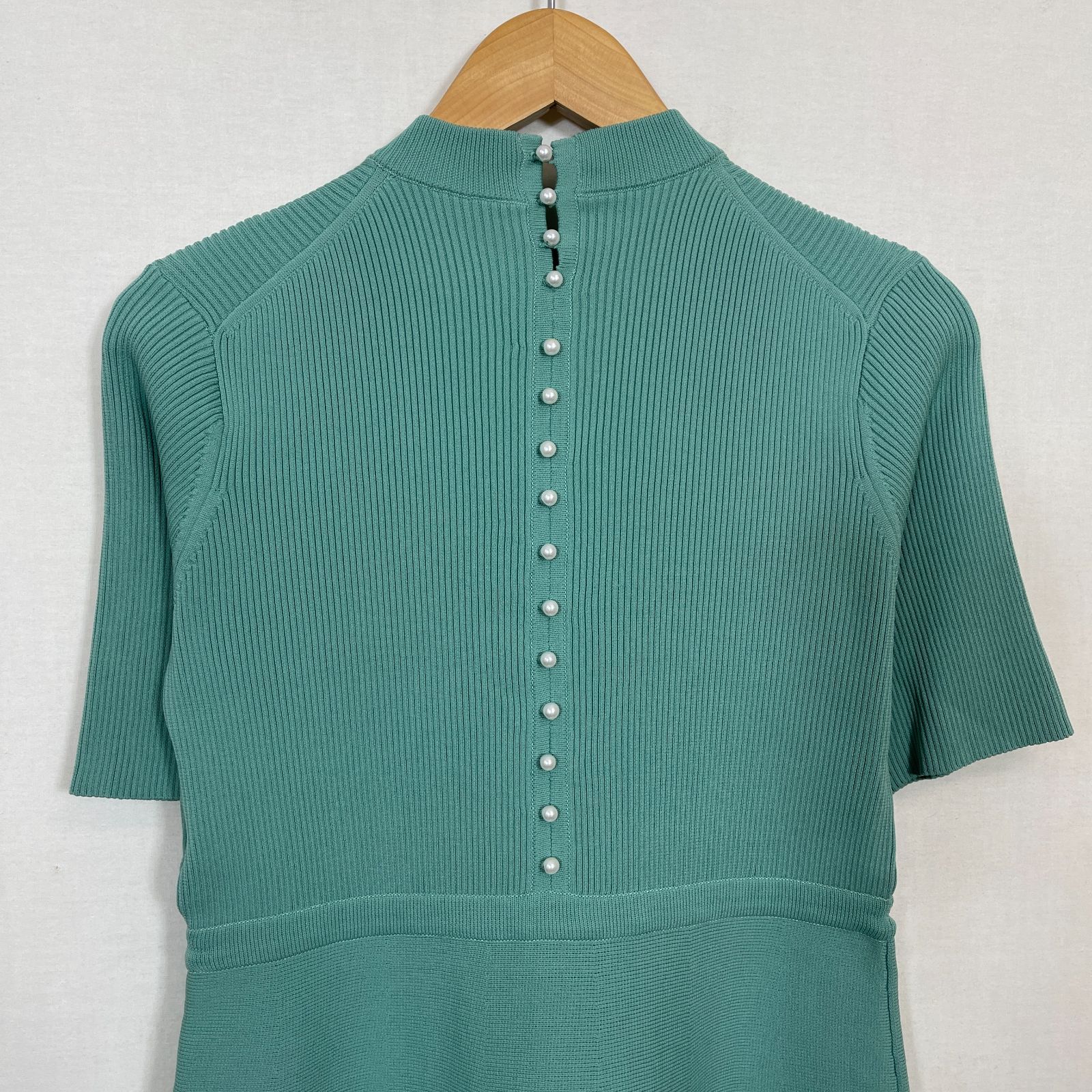 訳あり セブンテン バックパールニットワンピース M ミント - メルカリ