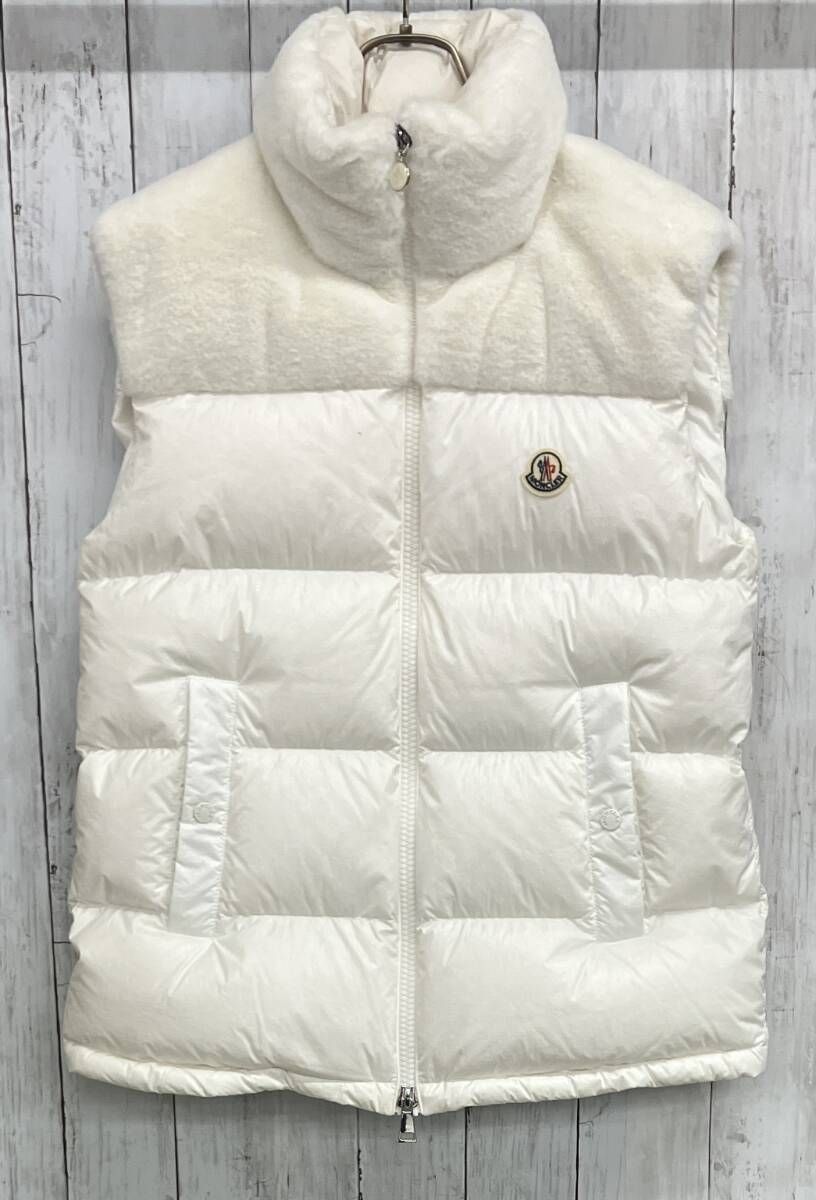 MONCLER ダウンベスト モンクレール LEMPA GILET ジレ ファー切り替え スタンドカラー ホワイト size 0
