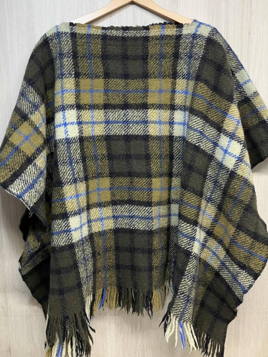 45 RPM インドメリノカシミヤのチェックポンチョ ウール フォーティーファイブアールピーエム インド製 レディース イエロー