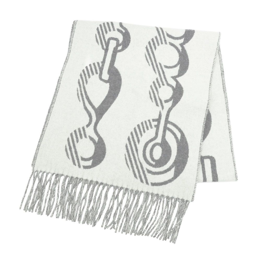 名東 エルメス マフラー ドレ バッグル グレー カシミヤ フリンジ 小物 その他