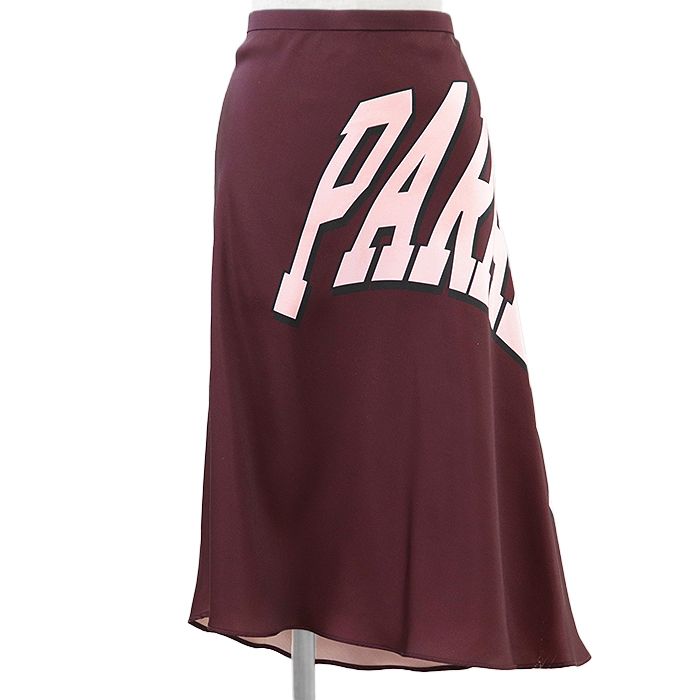 N°21 ヌメロ ヴェントゥーノ フ スカート パラダイス プリント アシンメトリー サイドファスナー ポリエステル100％ ボトムス レディース サイズ 44 バーガンディ イタリア製
