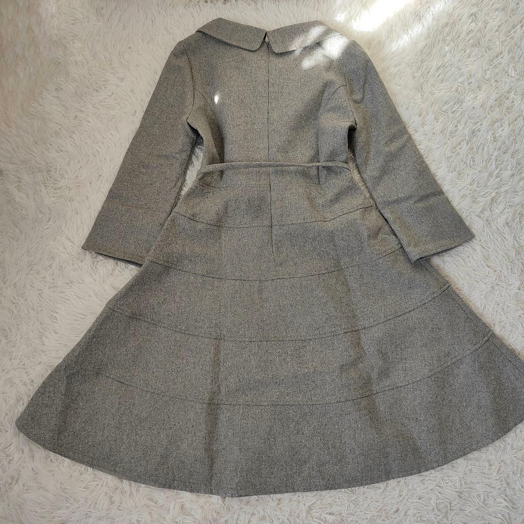 RUIRUE 襟ビジュー 2 WAY ウール混 ワンピース M グレー