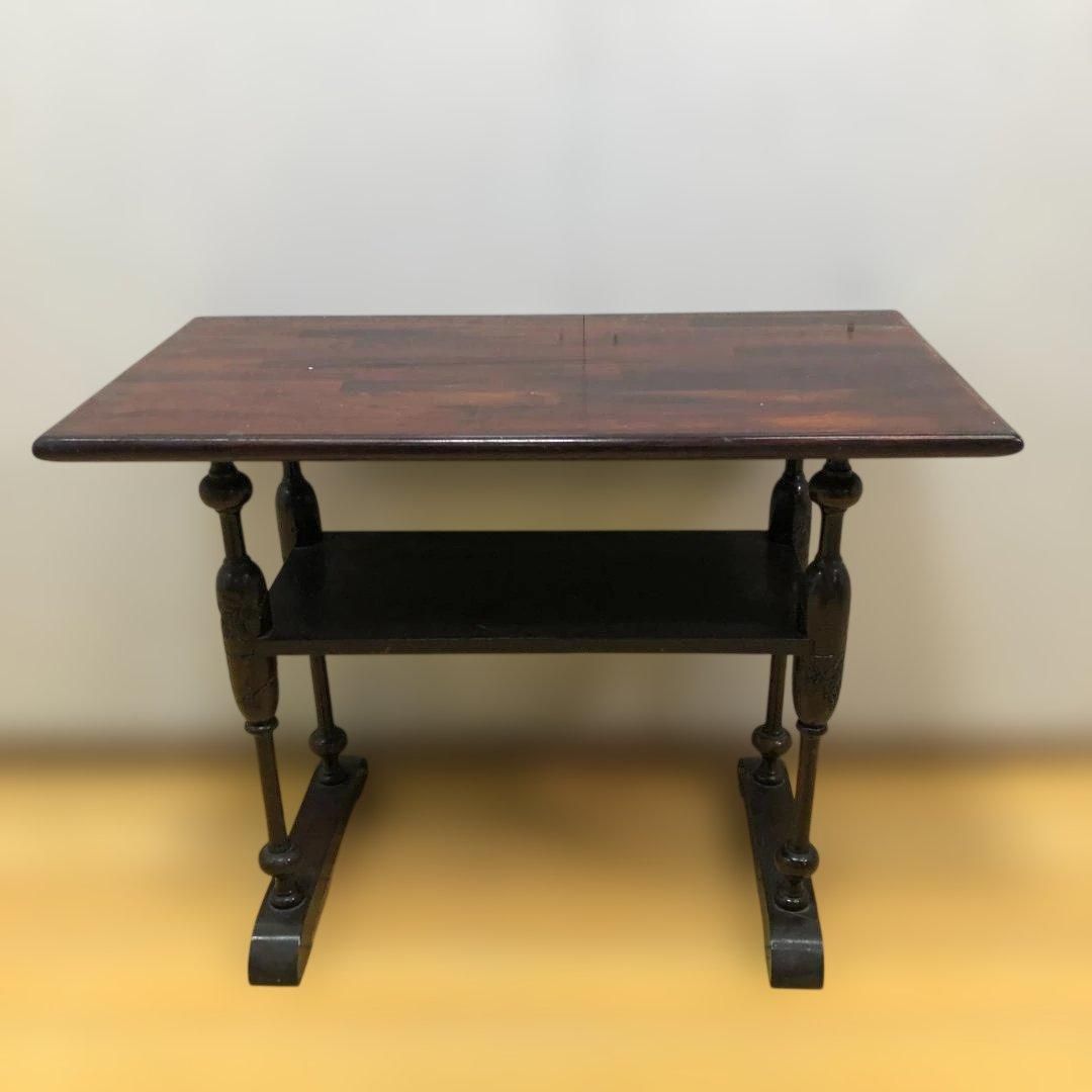 送料無料 アンティーク調 木製テーブル 葡萄彫刻 花台 飾り棚 サイド