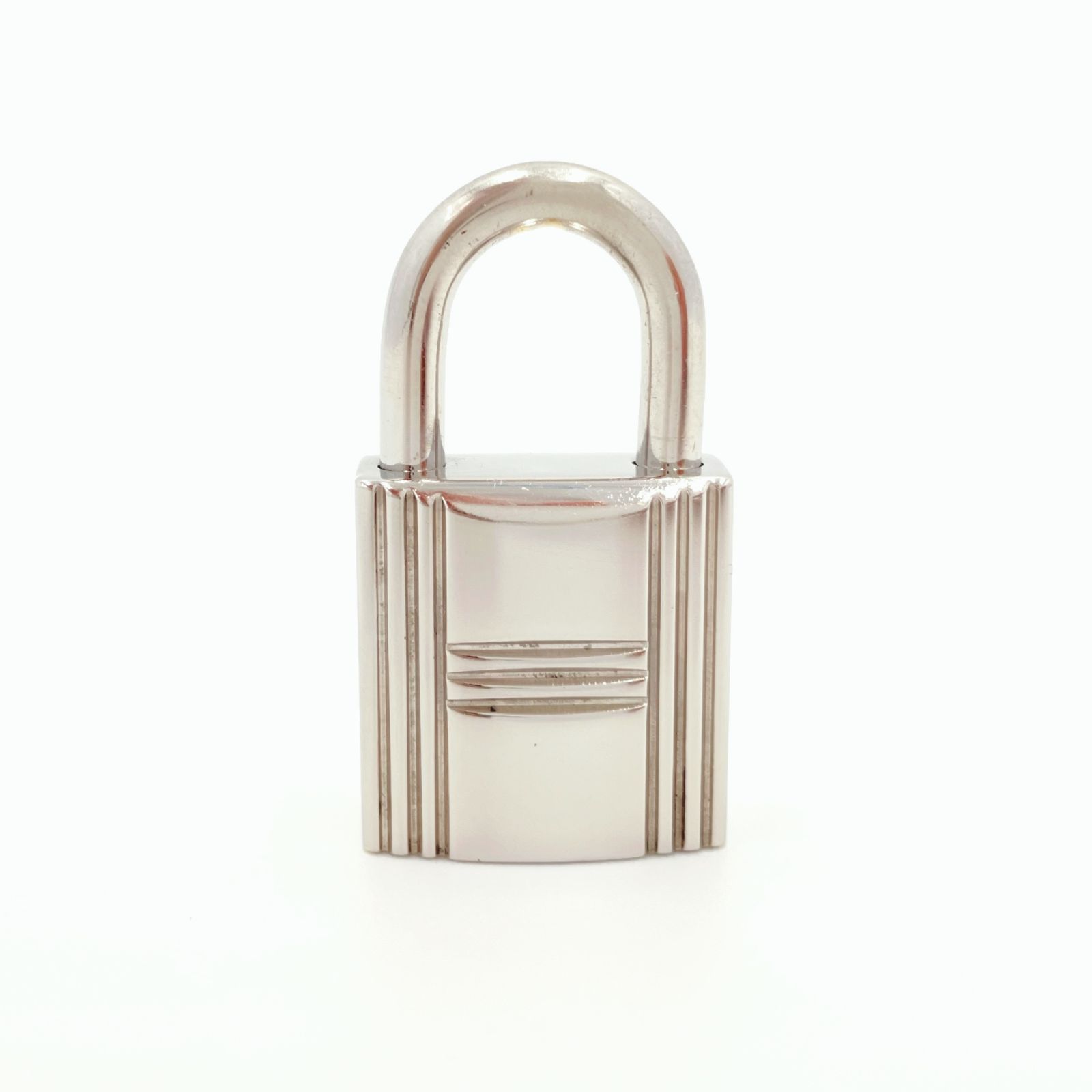 美品 HERMES エルメス カデナ 114番 南京錠 鍵 シルバー パッドロック