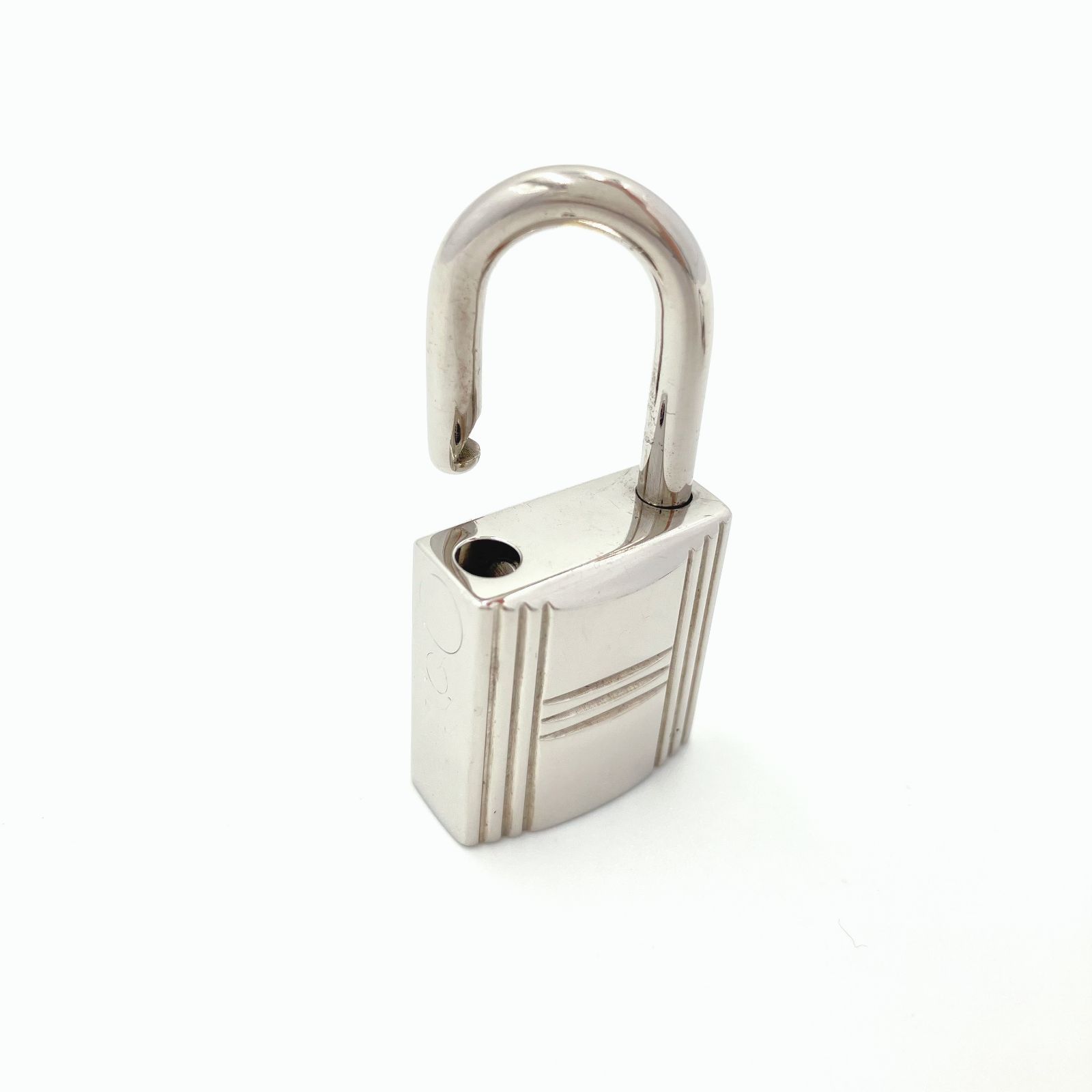 美品 HERMES エルメス カデナ 114番 南京錠 鍵 シルバー パッドロック