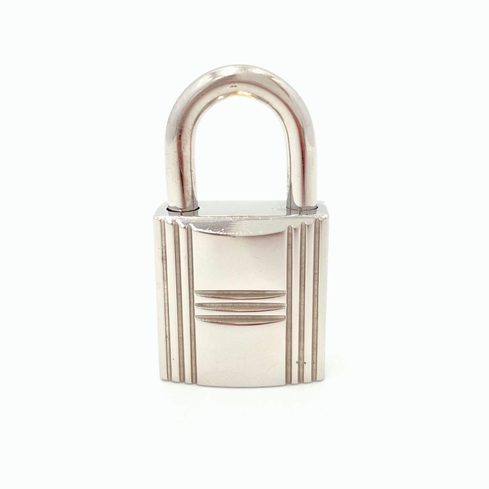 美品 HERMES エルメス カデナ 114番 南京錠 鍵 シルバー パッドロック