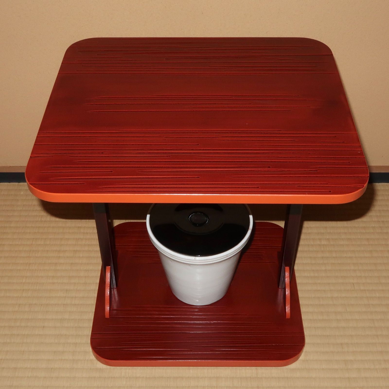 茶道具】漆専堂 即中斎好 溜爪紅小四方棚 表千家 ※棚のみの販売です