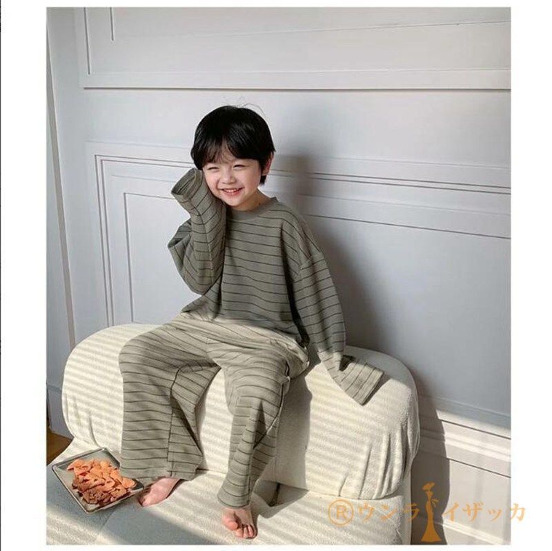 パジャマ キッズ 男の子 女の子 長袖 綿100％ 子供 ボーダー柄 春 夏 先染め天竺ボーダー 女の子（柄ボーダー）の通販 パジャマ（男の子 女の子） 長袖ルームウェア おそろい