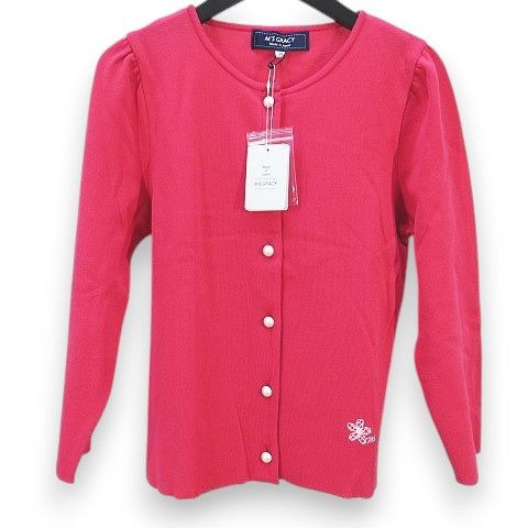 エムズグレイシー M S GRACY 長袖ニット カーディガン 38 ピンク系 ワンポイント 花柄 刺繡 フロントボタン TZ 418318