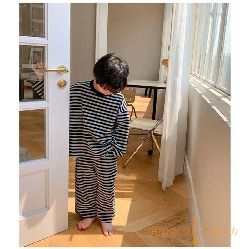 パジャマ キッズ 男の子 女の子 長袖 綿100％ 子供 ボーダー柄 春 夏 先染め天竺ボーダー 女の子（柄ボーダー）の通販 パジャマ（男の子 女の子） 長袖ルームウェア おそろい