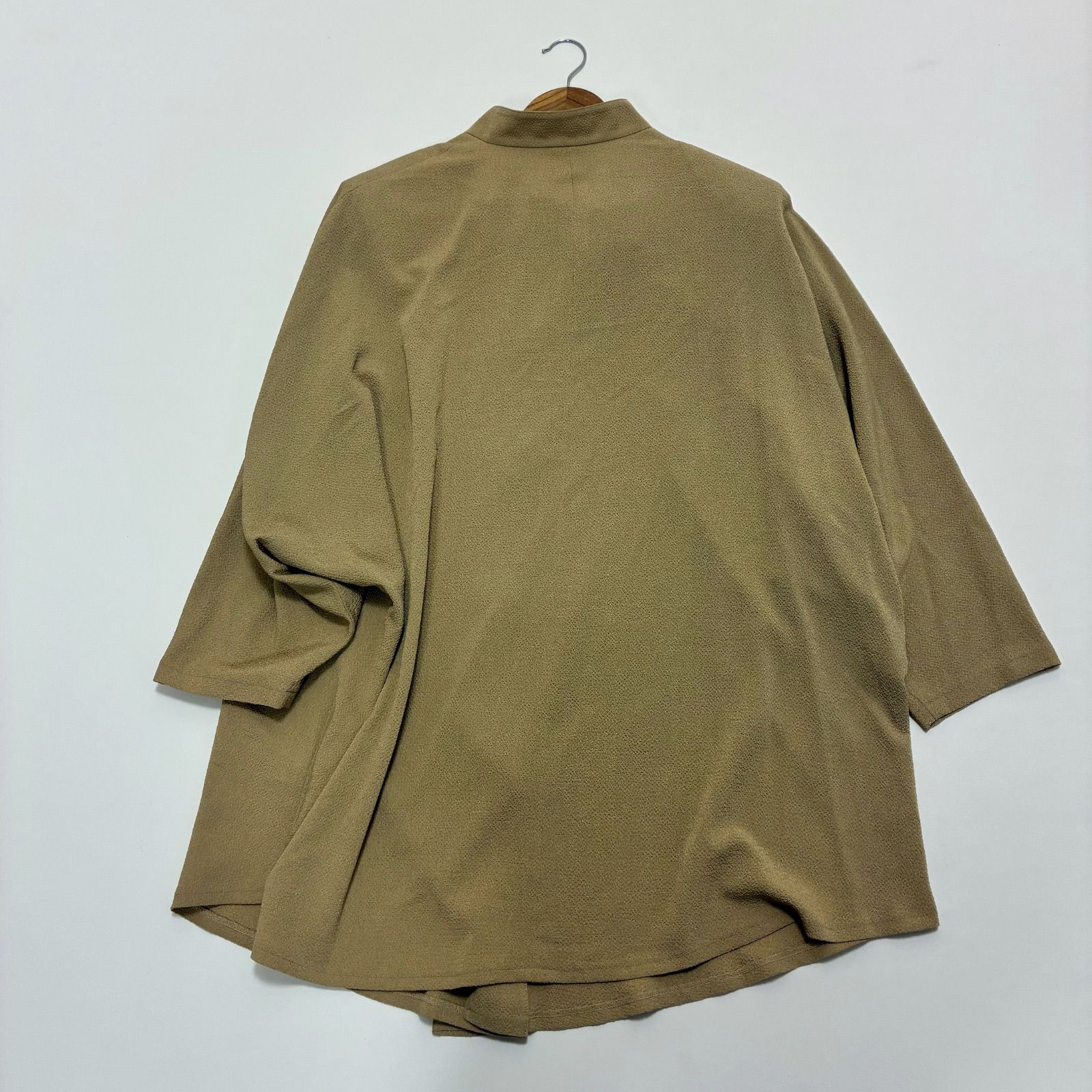  詩仙堂 TS COLLECTION シセンドウ ヒトシタムラ ちりめん バンド ブラウスチュニック ロングジャケット シャツ ベージュ 長袖 チュニック