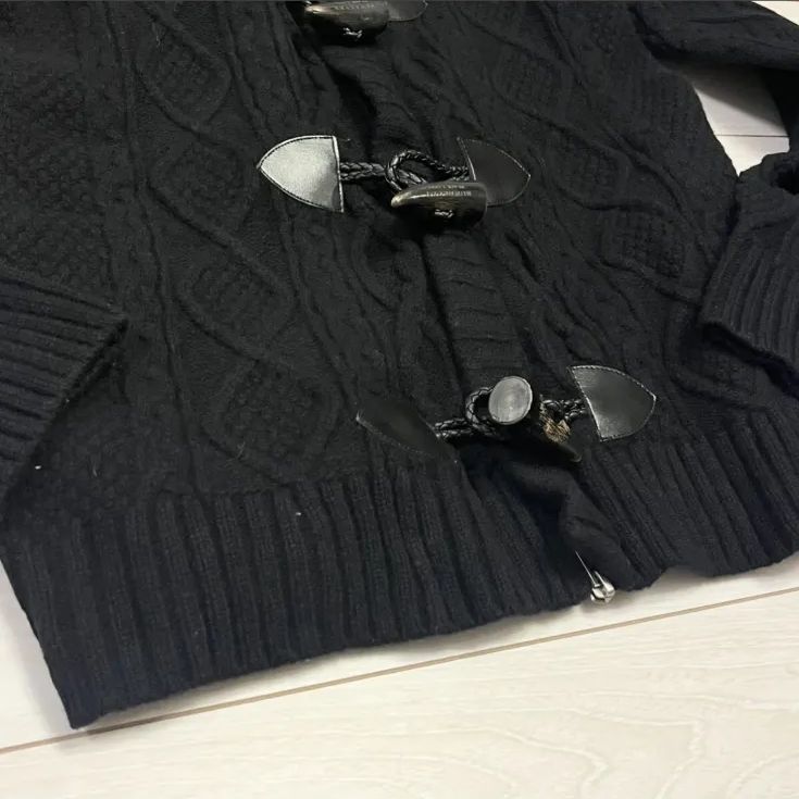 【✨美品】バーバリー ロンドン イタリア製 切り替え ニット ジャケット 黒 美品/Lサイズ○BURBERRY BLACK LABEL バーバリーブラックレーベル