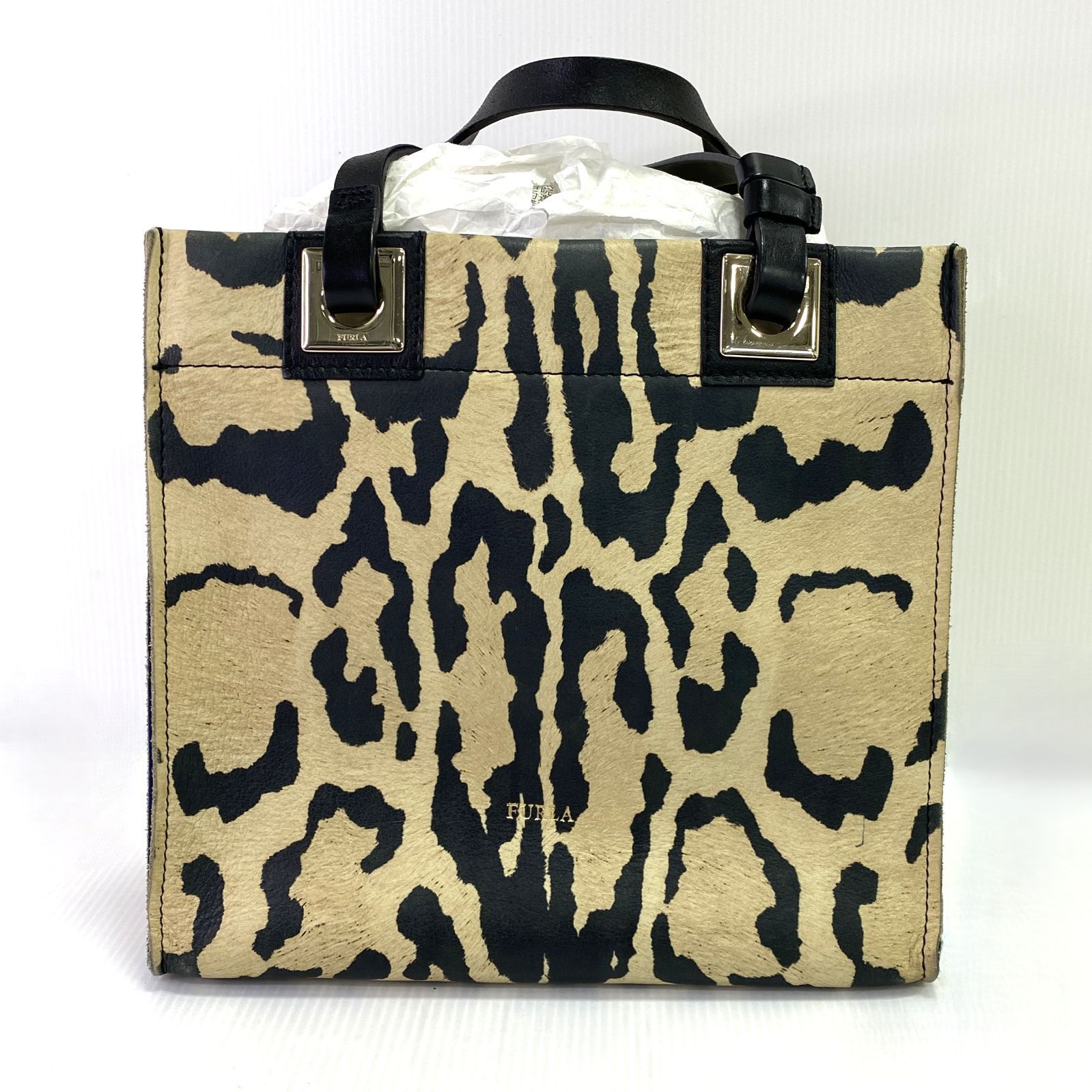 中古品】FURLA フルラ レディース レオパード バッグ ハンドバッグ 