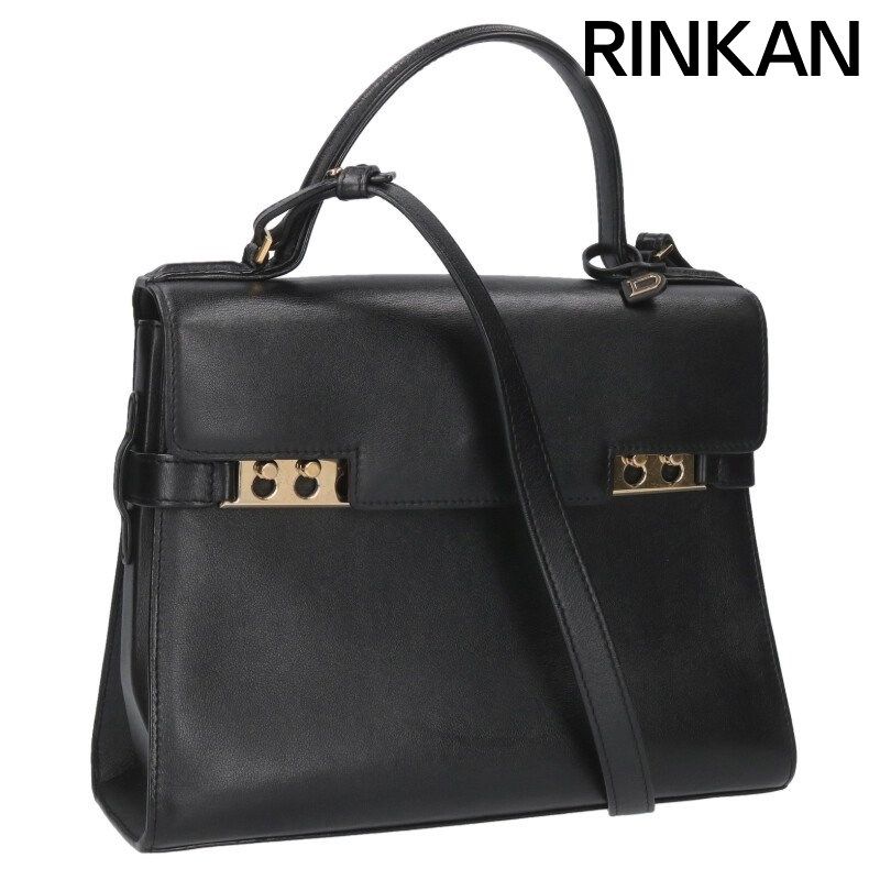 デルボー　タンペートGM ブラック　クリスピーカーフ デルボー タンペートMM クリスピーカーフ2WAYショルダーバッグ