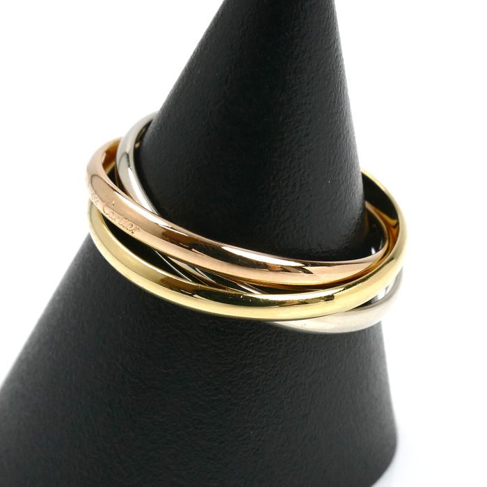 CARTIER カルティエ K 18 YG PG WG トリニティ XS les must de リング 指輪 14号 54 3.6 g レディース