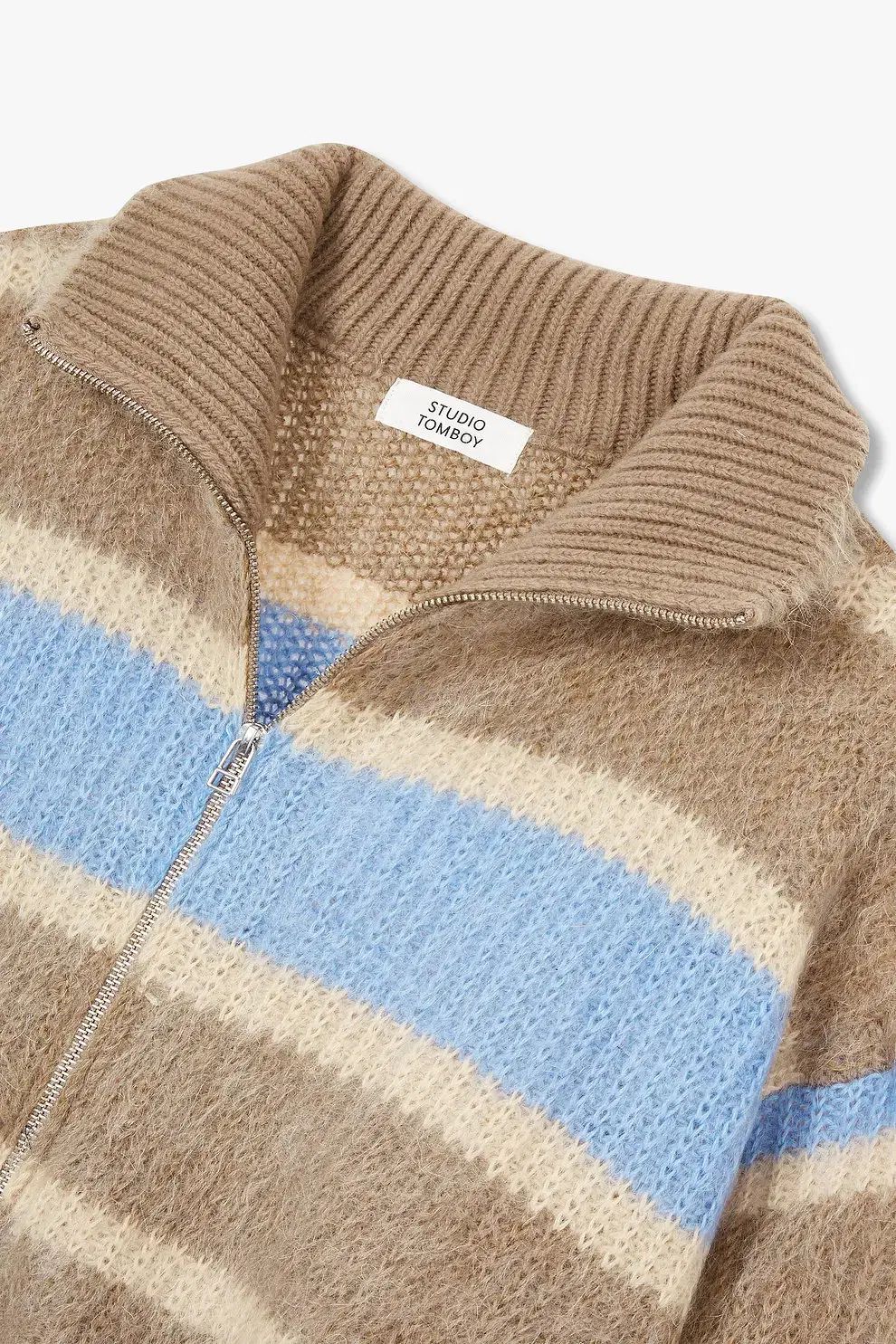 STUDIO TOMBOY トムボーイ モヘア ブロック ジップアップカーディガン