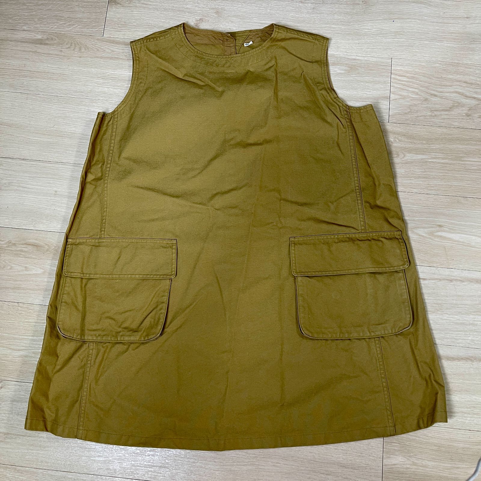 P 45 R 厚手コットン ノースリーブ チュニック ベストワンピース