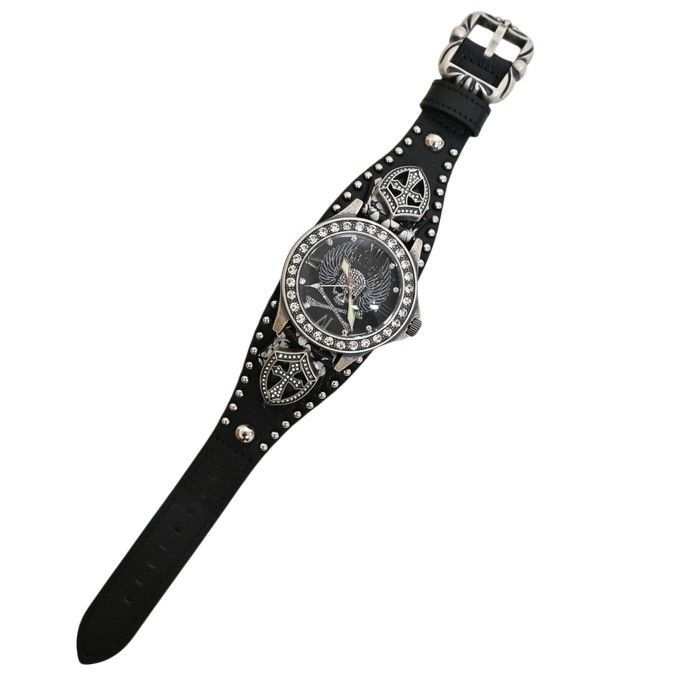 ヴォルテージ VOLTAGE 腕時計 VO 030 AS 02 B ウイングスカル WING SKULL ブラック色