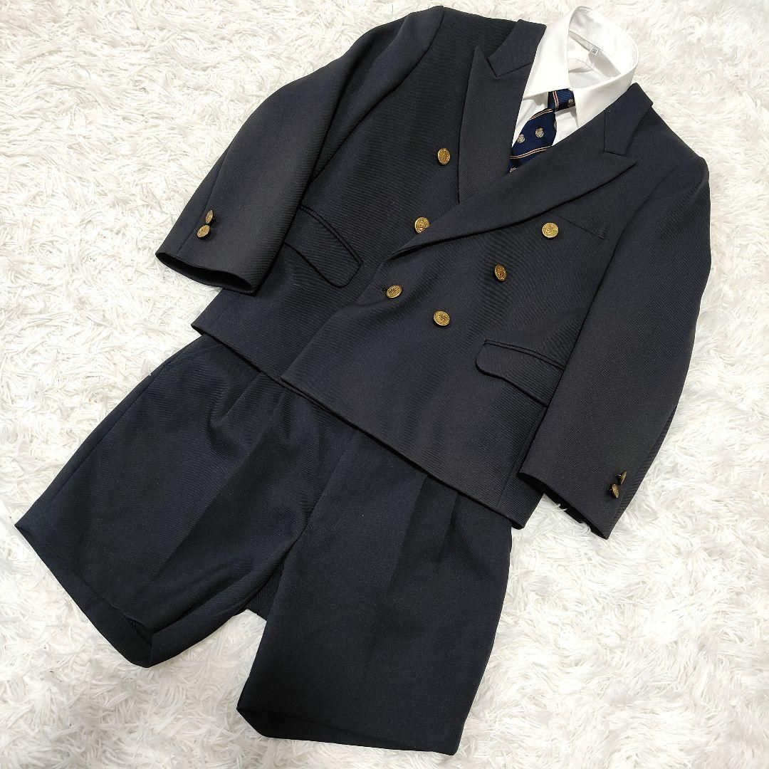 130 cm ピノチオ 男の子 フォーマルスーツ 4点セット ネイビー 金ボタン 卒園式 入学式