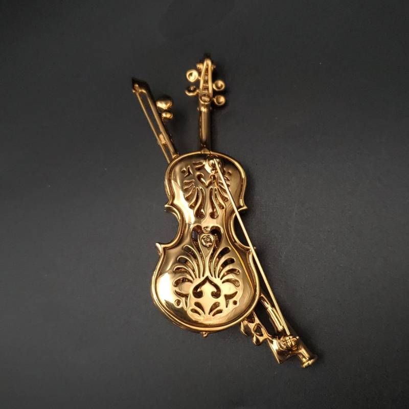 美品 SWAROVSKI スワロフスキー ブローチ バイオリン ヴァイオリン