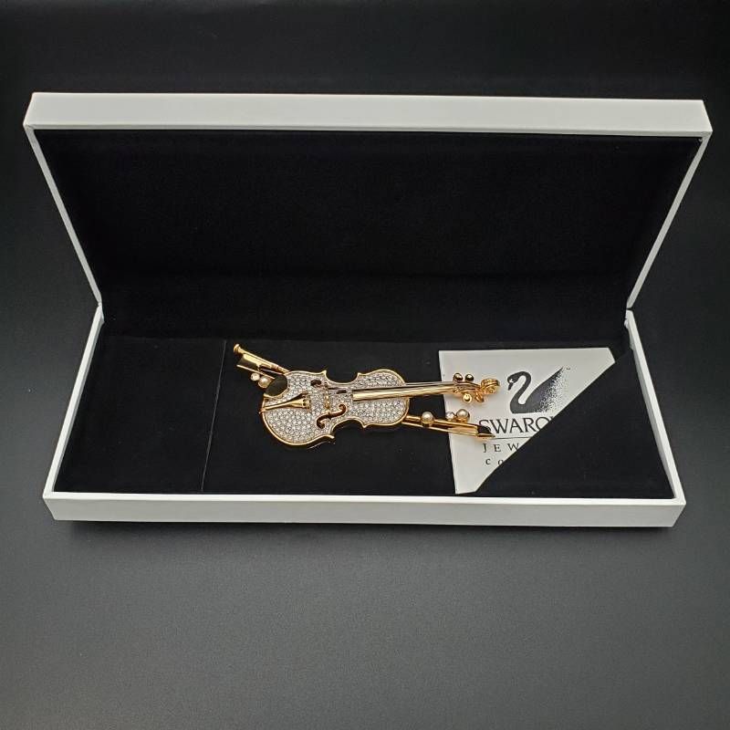 美品 SWAROVSKI スワロフスキー ブローチ バイオリン ヴァイオリン