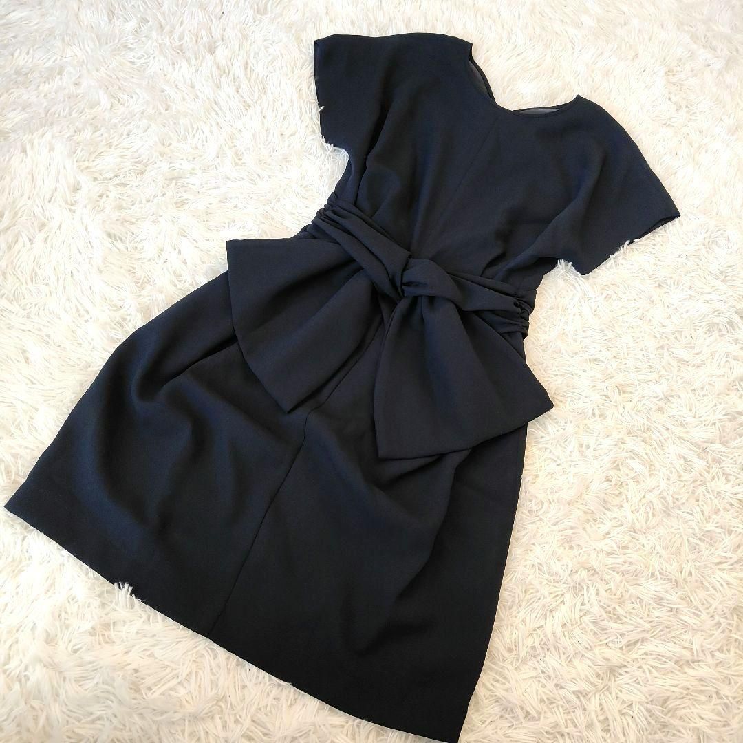 Loulou Willoughby ルルウィルビー リボン ワンピース ネイビー Aライン