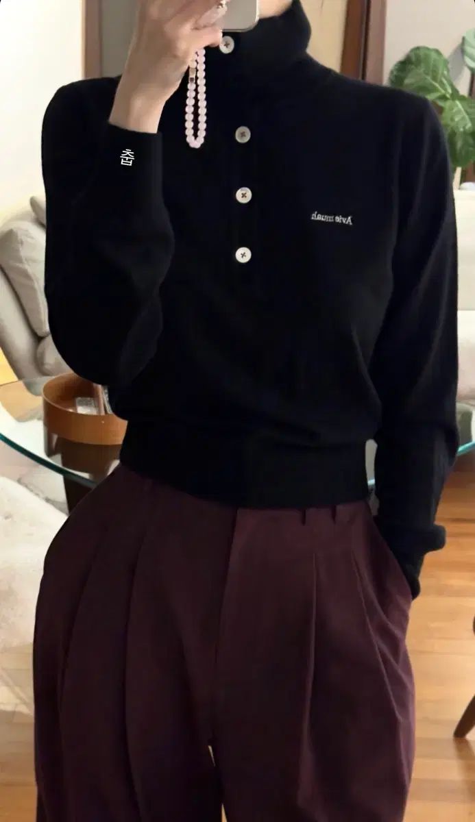 アビエ ムア メリノ ウール ボタン タートルネック セーター サイズ 1