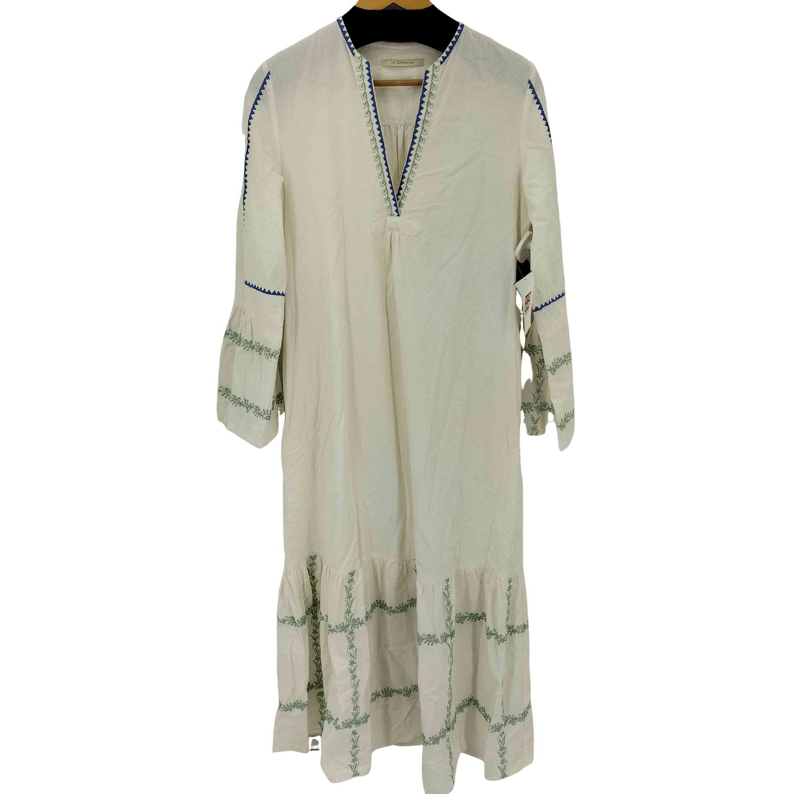 NE QUITTEZ PAS(ヌキテパ) Crimp Cotton Check Embroidery Flare Cuff Dress レディース JPN：M 【中古】【ブランド古着バズストア】 ヌキテパ NE QUITTEZ PAS Crimp Cotton Check Embroidery Flare Cuff