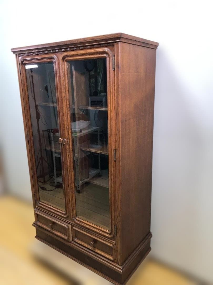 家具 アンティーク調 木製ガラスキャビネット 飾り棚 食器棚 クラシックデザイン 251214-5