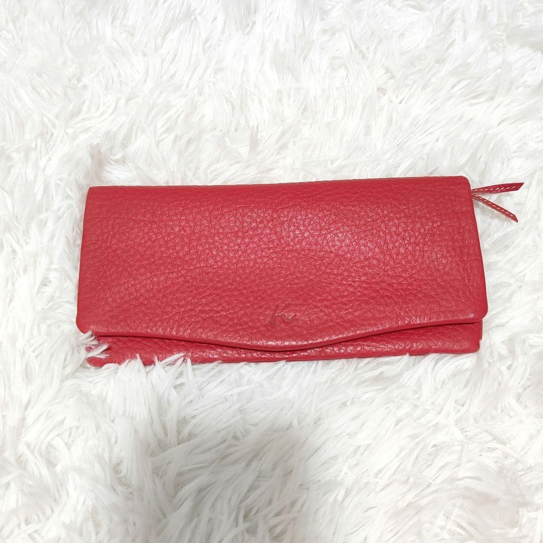 美品》Kitamura キタムラ 長財布 本革 シボ革 レッド - メルカリ