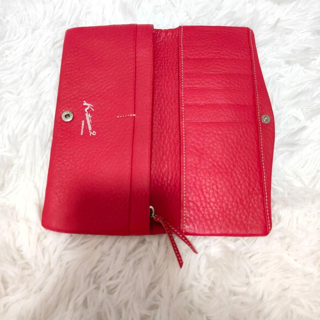 美品》Kitamura キタムラ 長財布 本革 シボ革 レッド - メルカリ