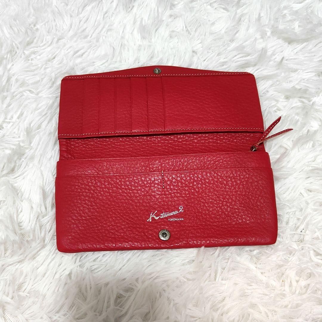 美品》Kitamura キタムラ 長財布 本革 シボ革 レッド - メルカリ