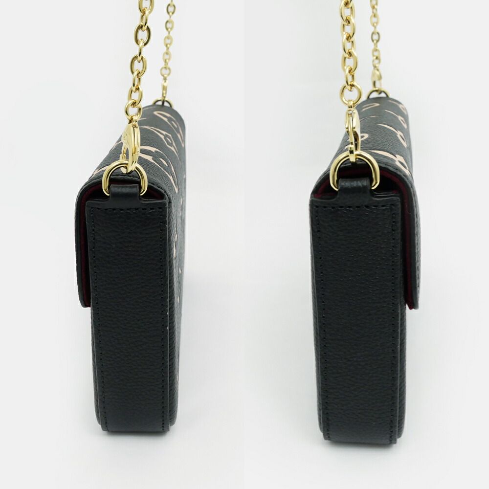 名東 ルイヴィトン バイ モノグラム ポシェット フェリシー M 82479 ブラック レザー ショルダー 2 way バッグ RFID レディース