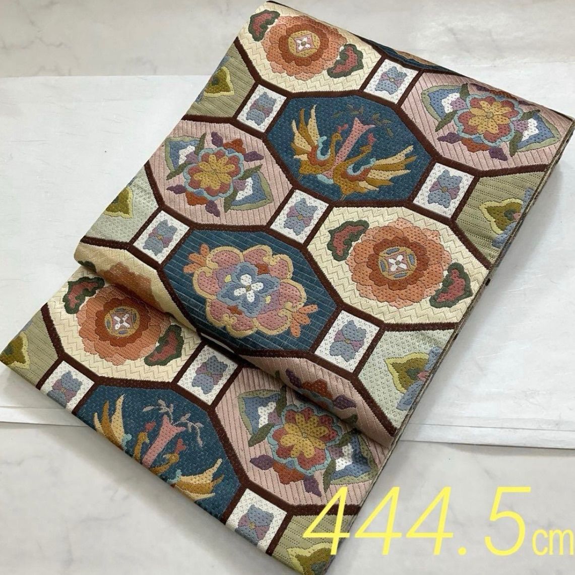 kimono one kimonoarisa 厳選 絽刺し 全通柄 袋帯 総刺繍 長尺 444 5 cm 金糸