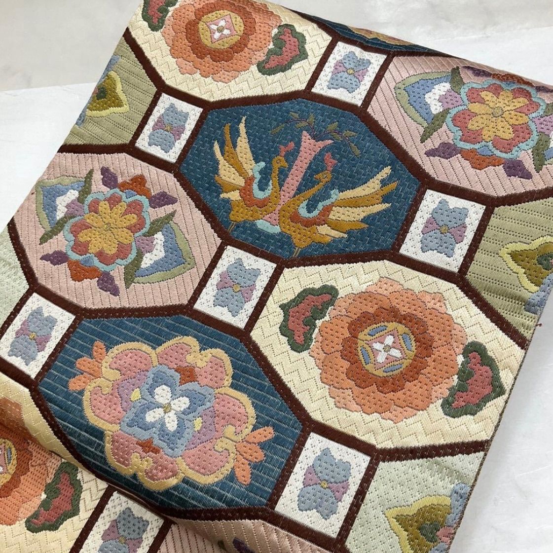 kimono one kimonoarisa 厳選 絽刺し 全通柄 袋帯 総刺繍 長尺 444.5 cm 金糸