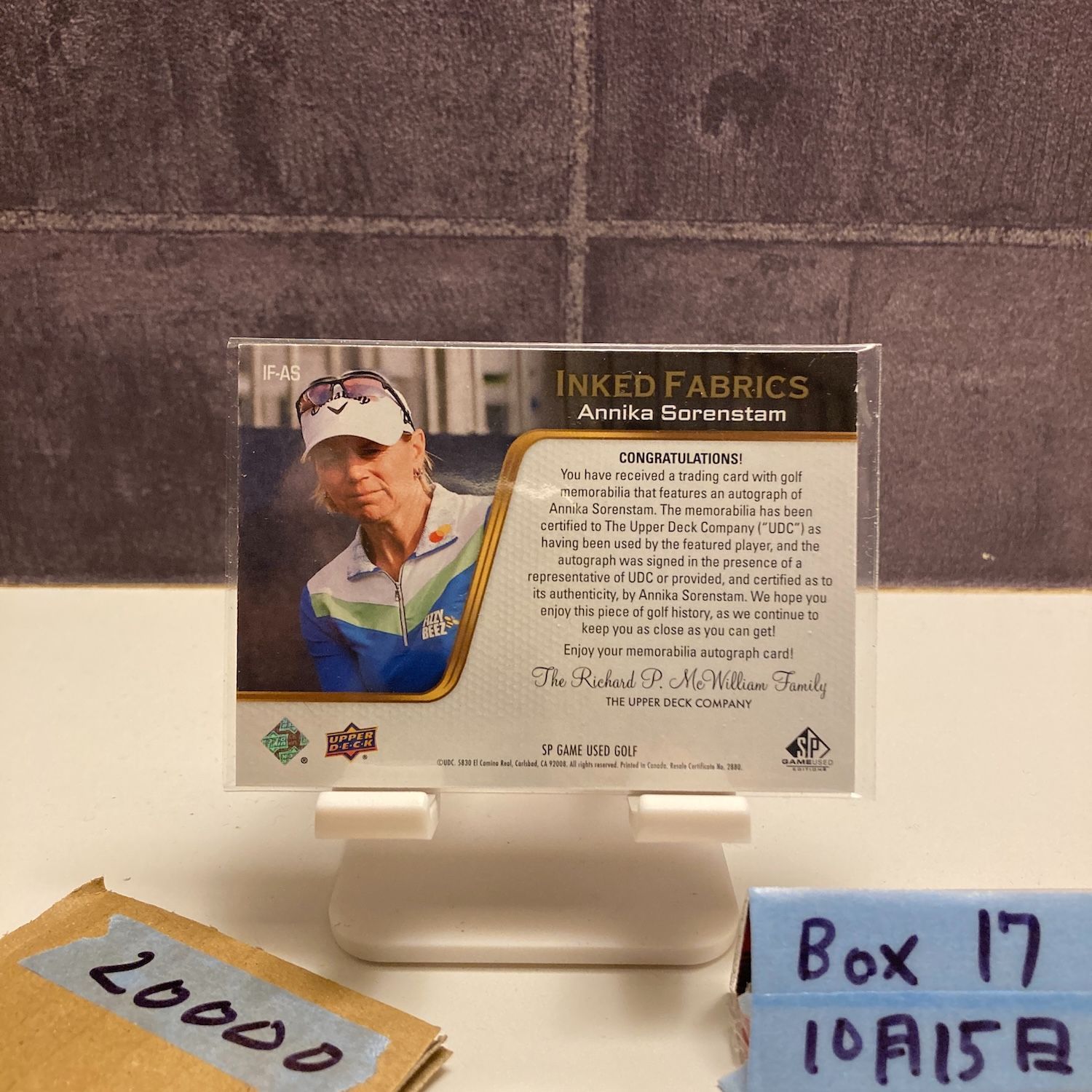 2010 UPPER DECK Annika Sorenstam 14 49 直筆サインカード INKED FABRICS SP GAME GOLF パッチ カード