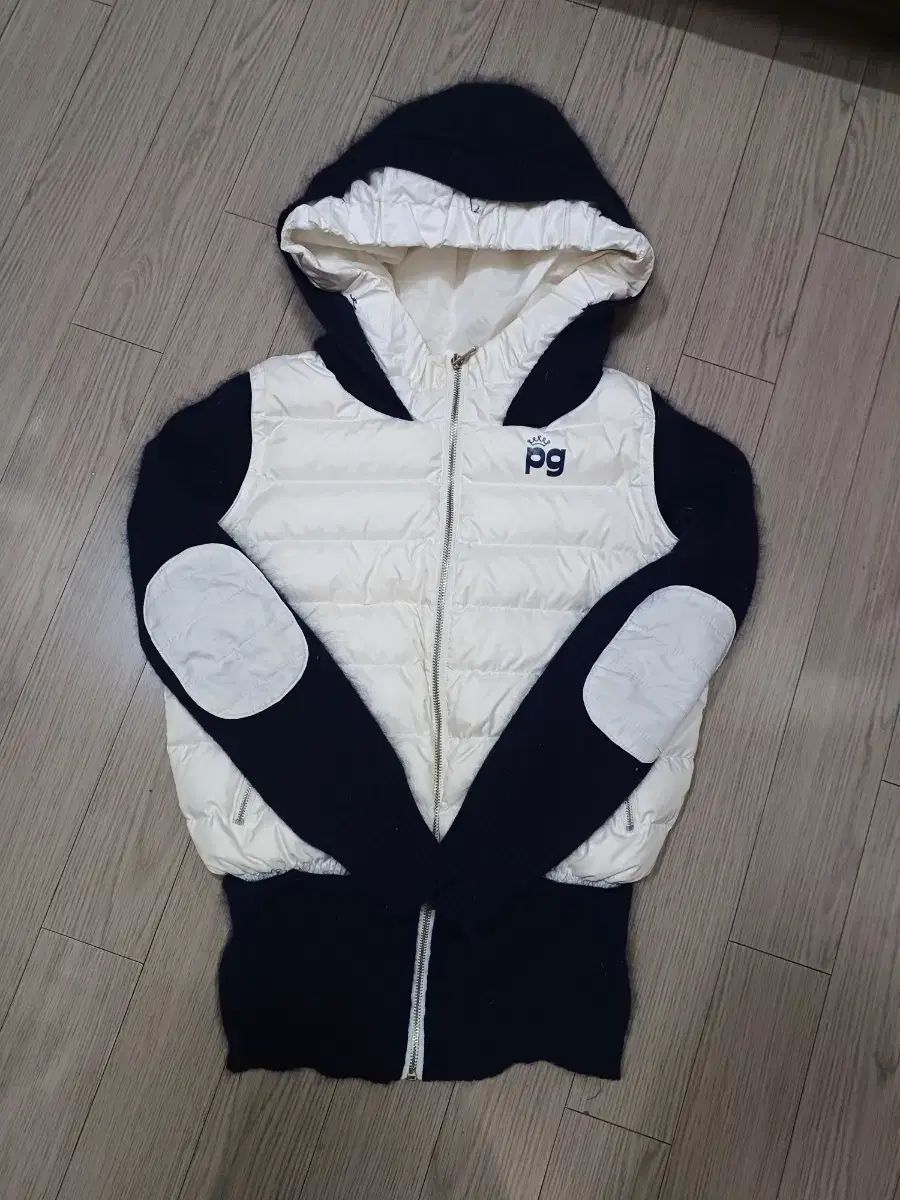 パーリーゲイツ ニット ダウン ダウンフーディー アイボリー 0番 アンゴラ ウール