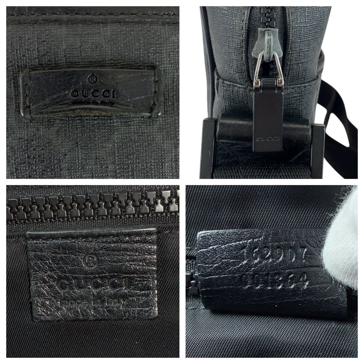 GUCCI グッチ　メッセンジャー　ショルダーバッグ　キャンバス　ブラック　黒 GUCCI グッチ ブラック 黒 グレー GGスプリームキャンバス/レザー