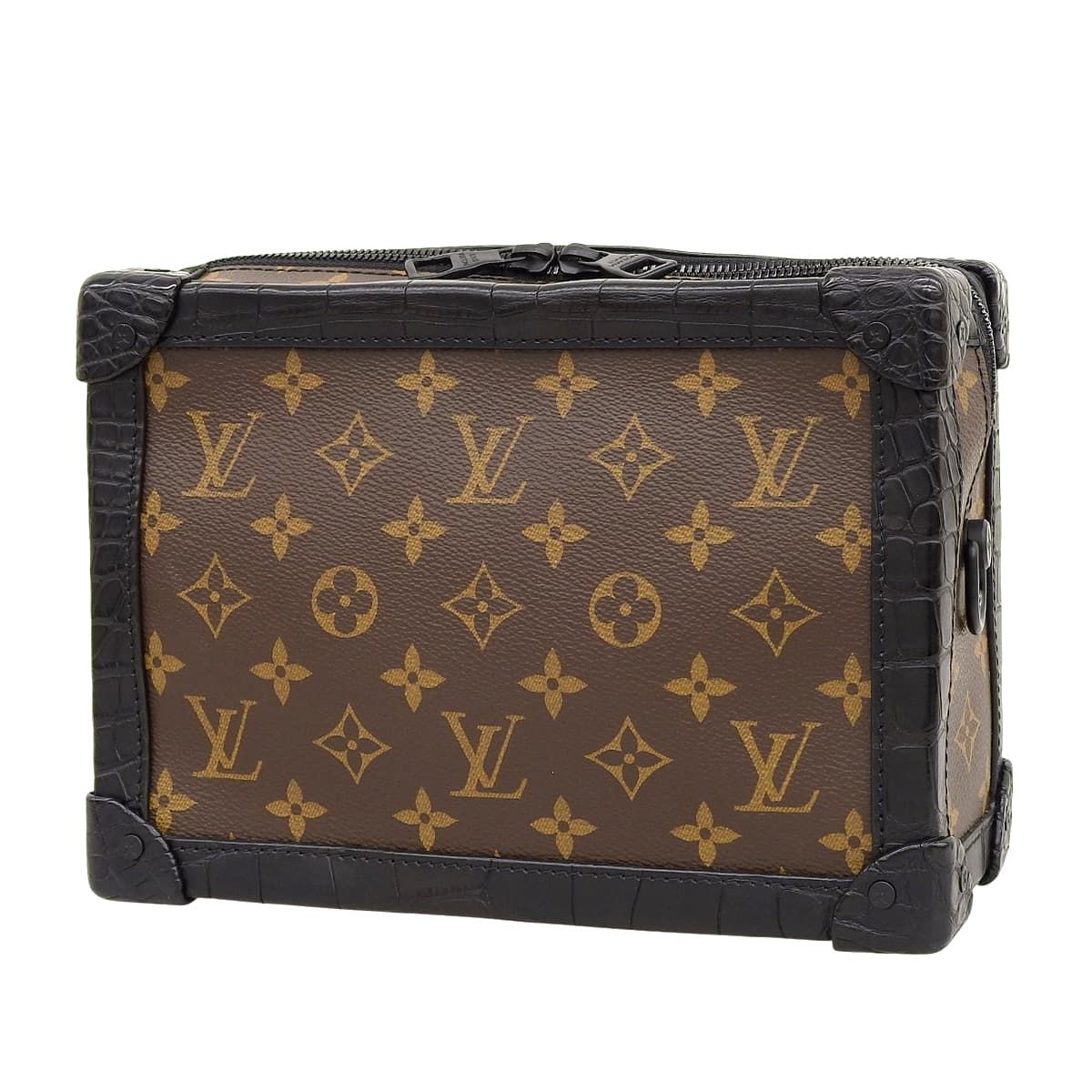 LOUIS VUITTON(ルイ・ヴィトン) モノグラム ソフトトランク ショルダーバッグ 肩掛け 斜め掛け モノグラムキャンバス クロコダイル ブラウン茶 ブラック黒 ブラック金具 N98255 メンズ 40802164684【中古】【アラモード】 LOUIS VUITTON(ルイ・ヴィトン) モノグラム ソフトトランク ショルダー