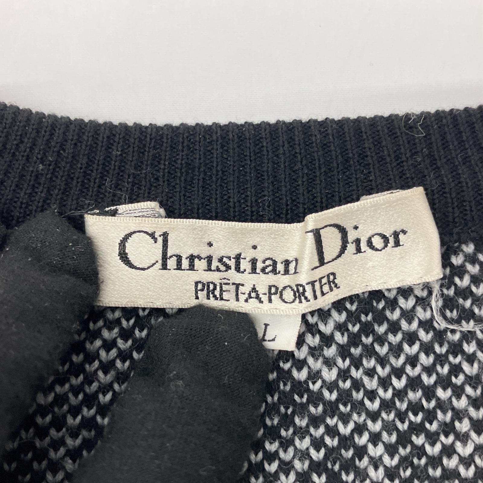 Christian Dior クリスチャンディオール PRET-A-PORTER トロッター 総柄 ベスト ヴィンテージ C-TK-286 ブラック×ホワイト