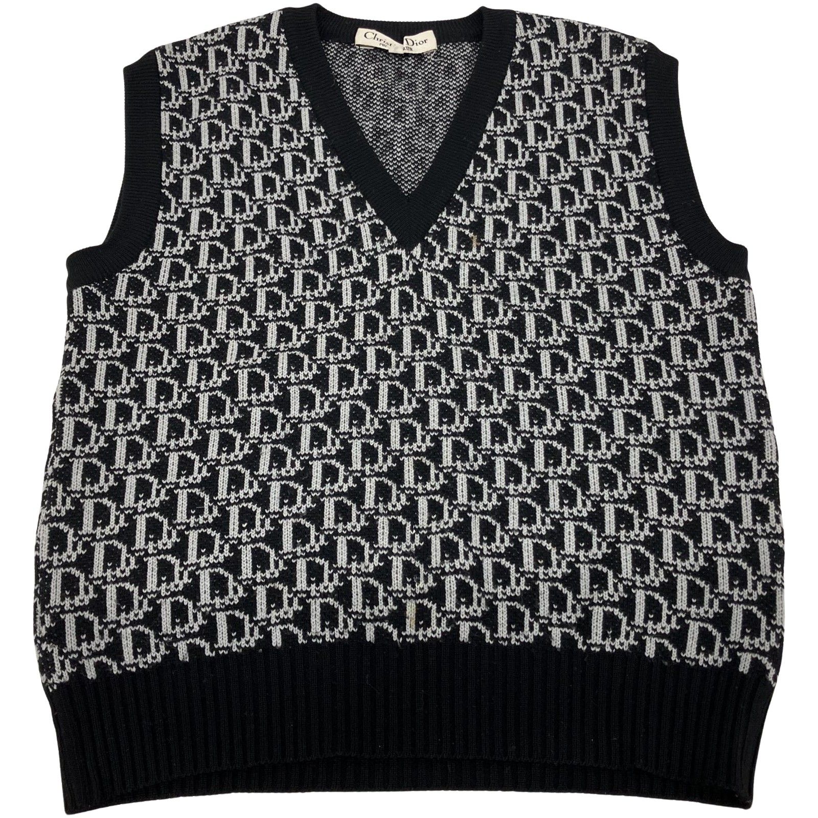 Christian Dior クリスチャンディオール PRET-A-PORTER トロッター 総柄 ベスト ヴィンテージ C-TK-286 ブラック×ホワイト