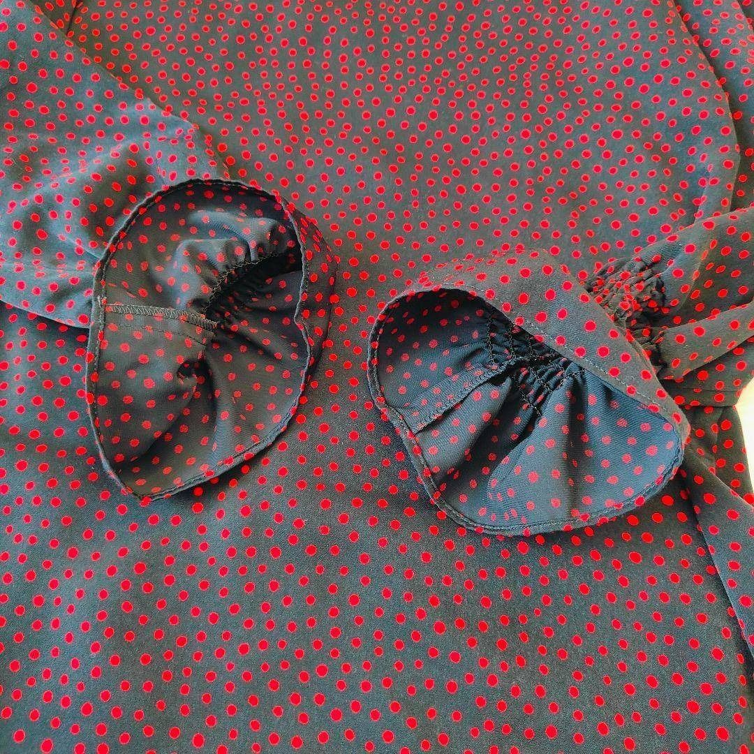 ANAYI サテン ドット シャーリング ブラウス ネイビー 38 - メルカリ